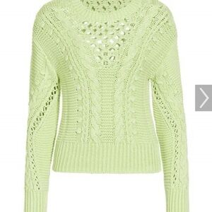 Veronica Beard Light Green Cable Knit Sweater